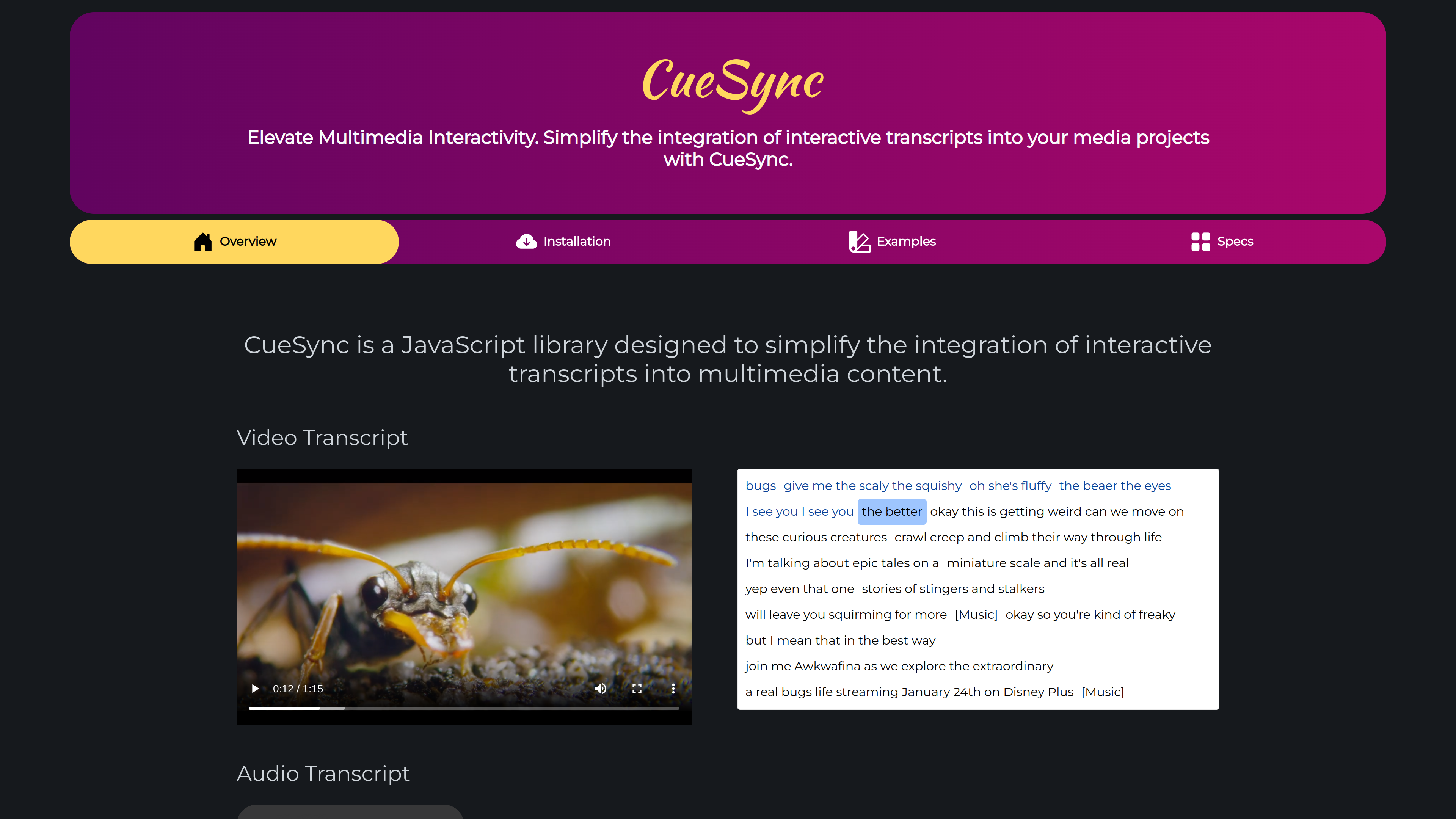 CueSync website screenshot